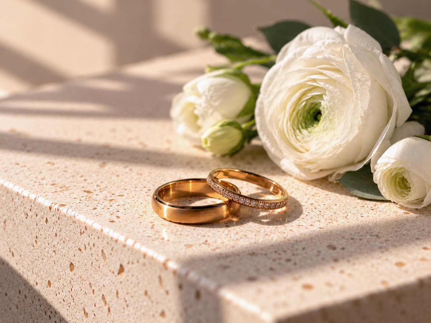 Couple souriant se tenant la main et célébrant son mariage en plein air