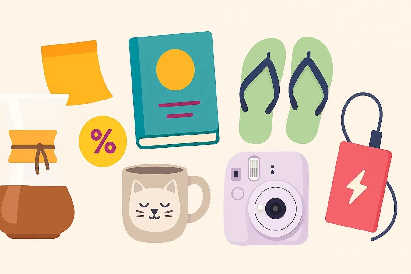 Illustration of a wishlist: gifts, accessories, inspiration